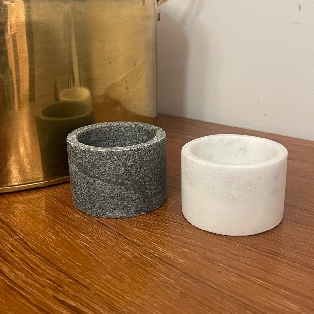 Gray and White Marble Salt and Pepper Holder Set